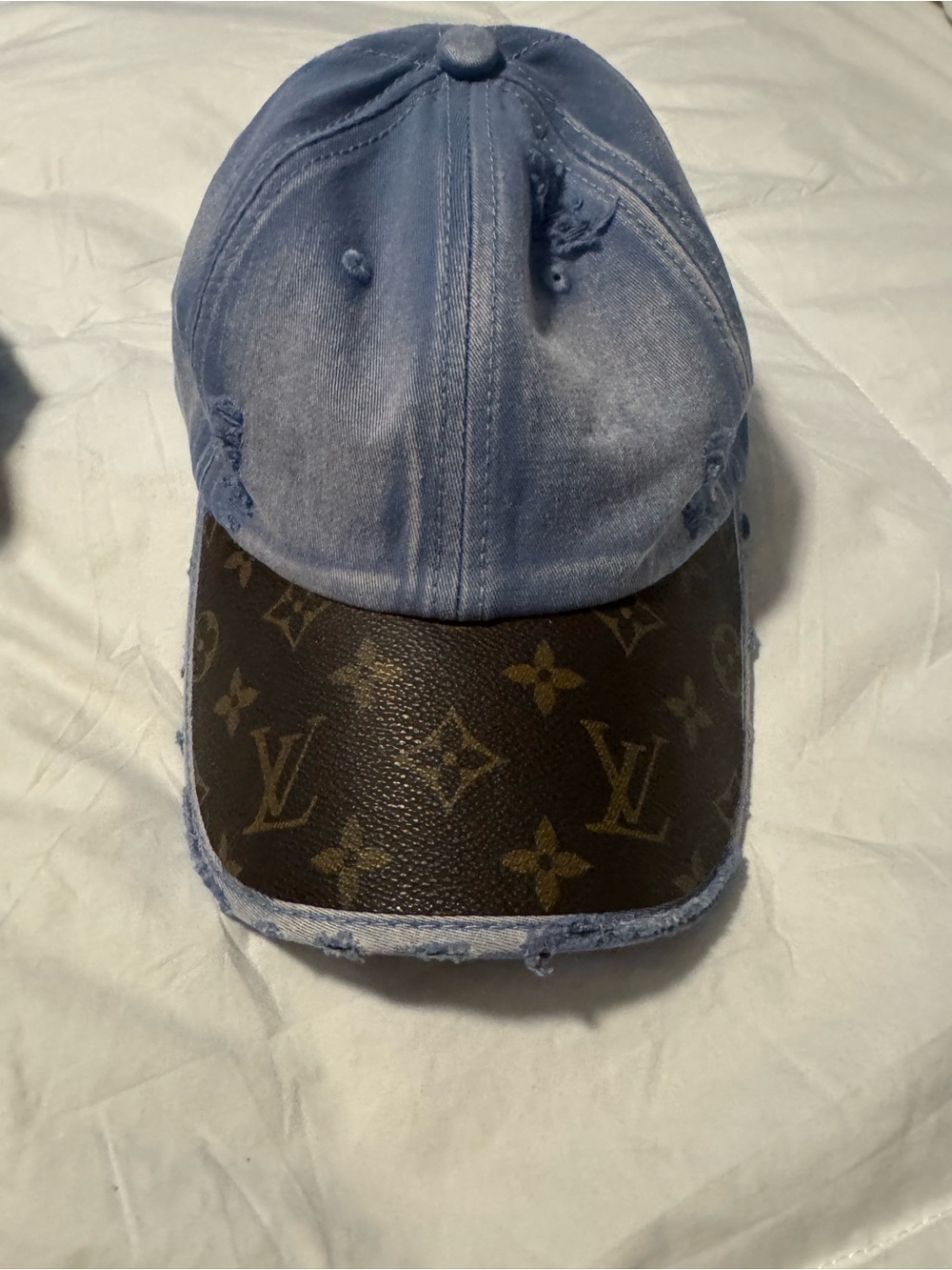 Upcycled Louis Vuitton Monogram Distressed Baseball Cap